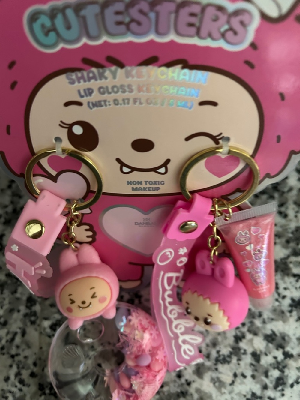 Pink Kids Keychain Set – 2-Pack Playful Bubble & Baby Charms - Picture 7 of 7
